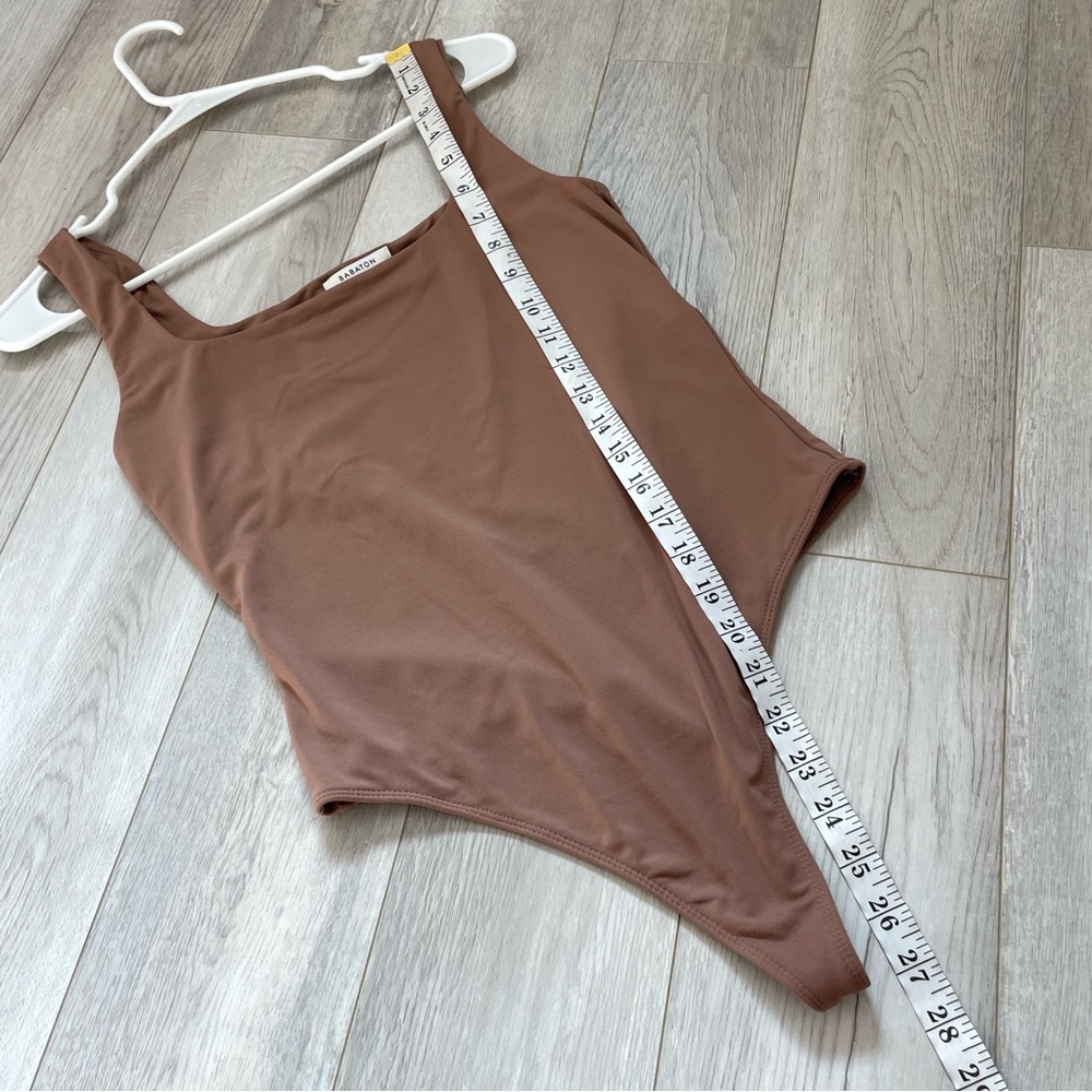 Babaton Contour Bodysuit Brown (large) square neck seamless double lined party - Picture 3 of 7